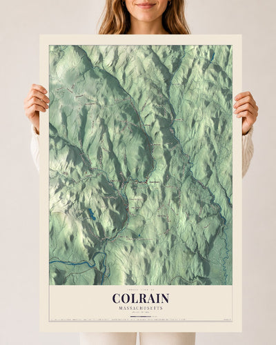 Colrain, Massachusetts map print - 24 x 36 archival matte print
