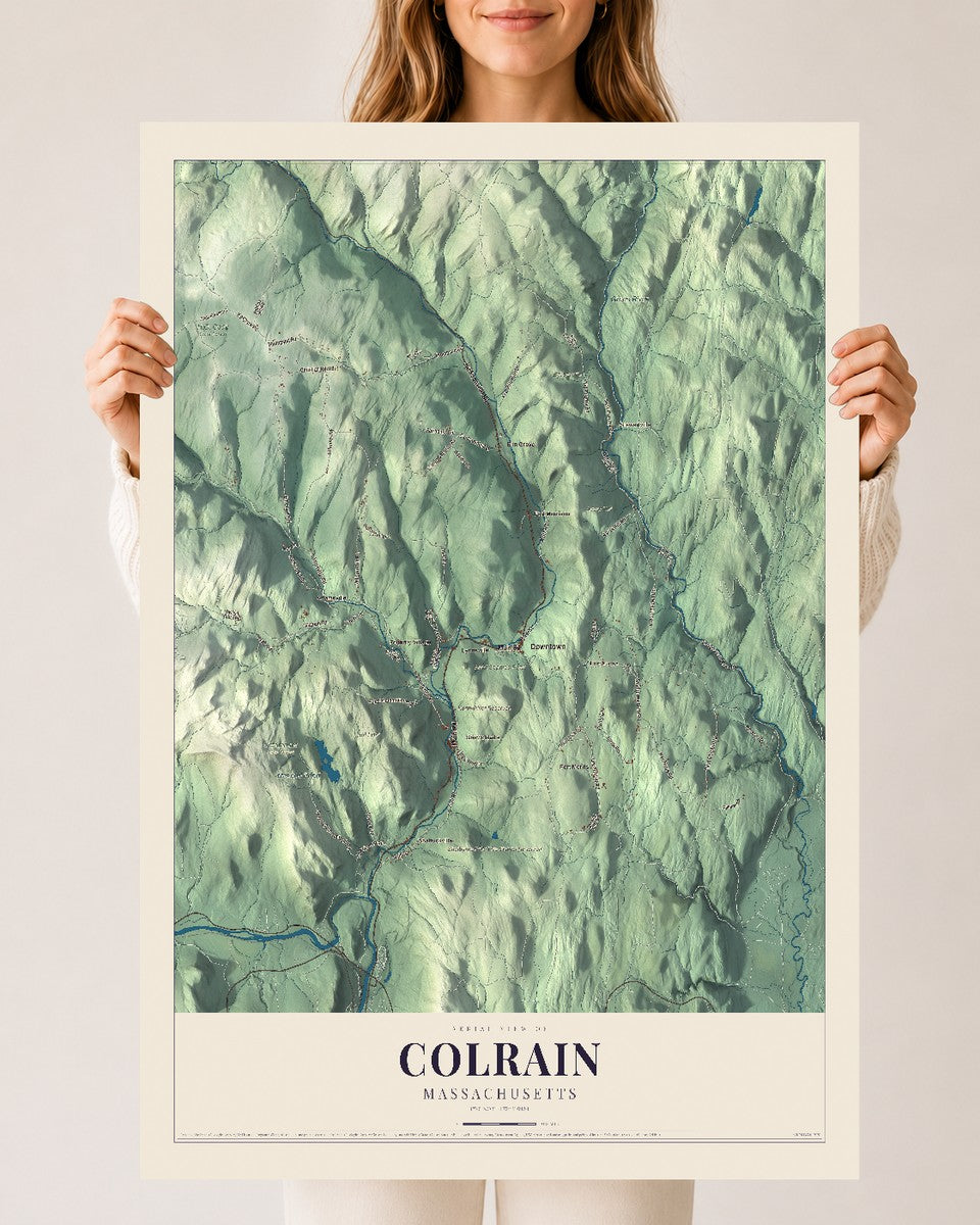 Colrain, Massachusetts map print - 24 x 36 archival matte print