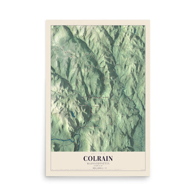 Map of Colrain, Massachusetts, 12 x 18 inch unframed archival matte print