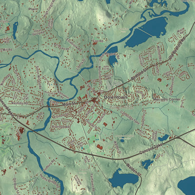 Street and neighborhood detail from the Concord, Massachusetts map