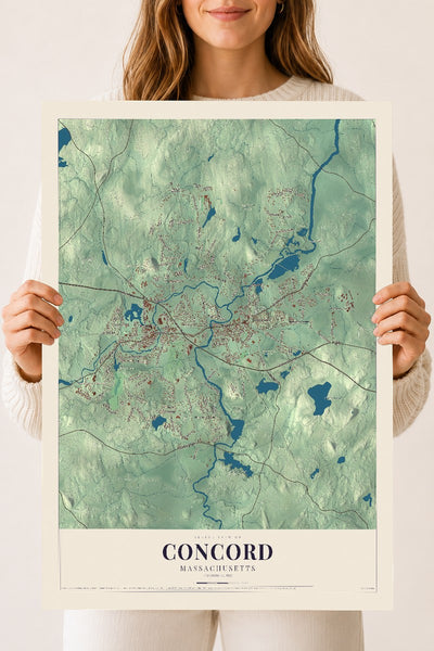 Concord, Massachusetts map print - 18 x 24 archival matte print