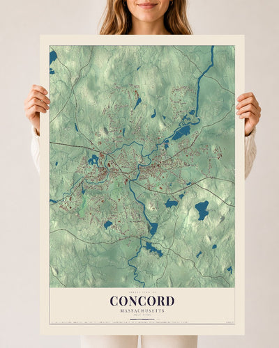 Concord, Massachusetts map print - 24 x 36 archival matte print