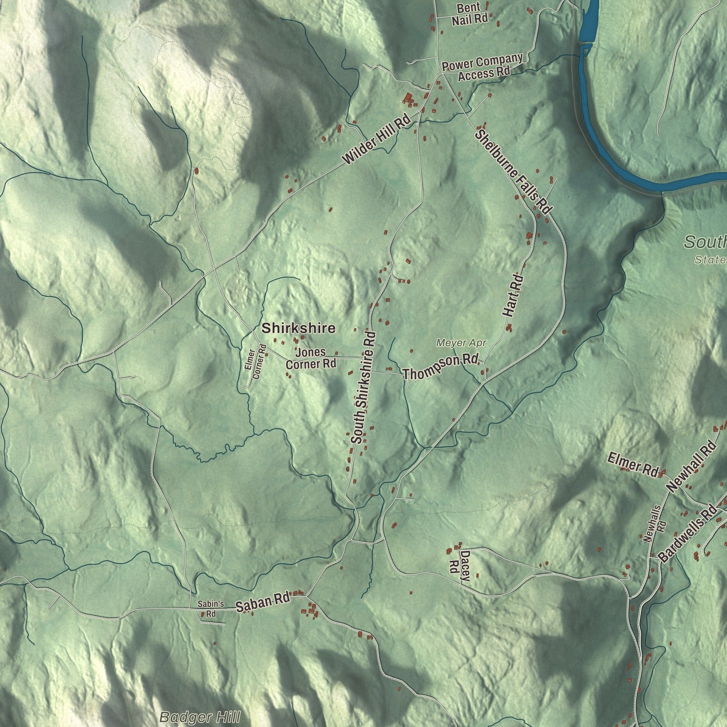 Street and neighborhood detail from the Conway, Massachusetts map