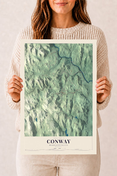 Conway, Massachusetts map print - 12 x 18 archival matte print