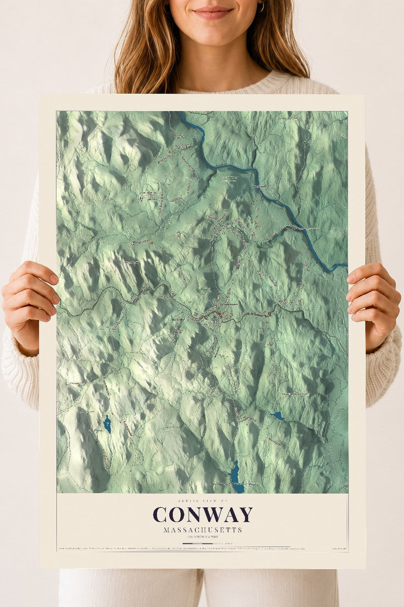 Conway, Massachusetts map print - 18 x 24 archival matte print
