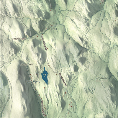 Terrain and local geography detail from the Conway, Massachusetts map