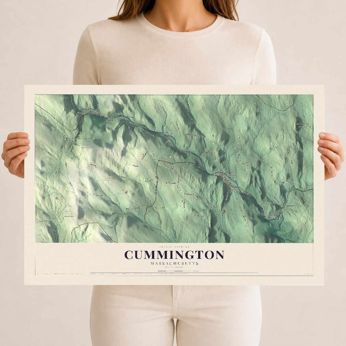 Cummington, Massachusetts map print - 12 x 18 archival matte print