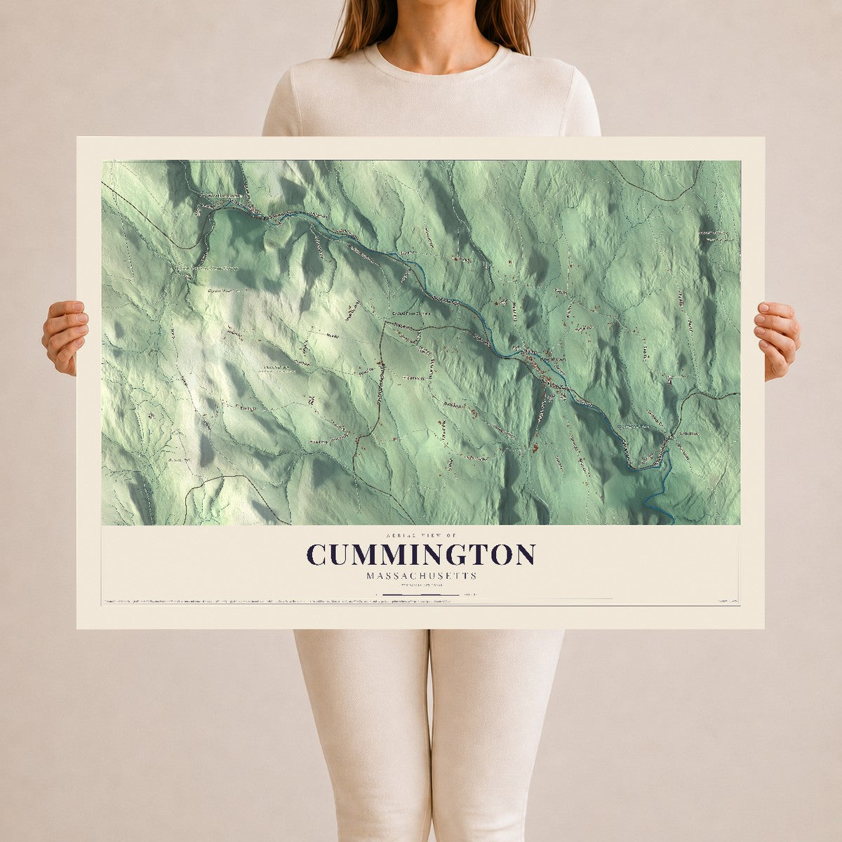 Cummington, Massachusetts map print - 24 x 36 archival matte print