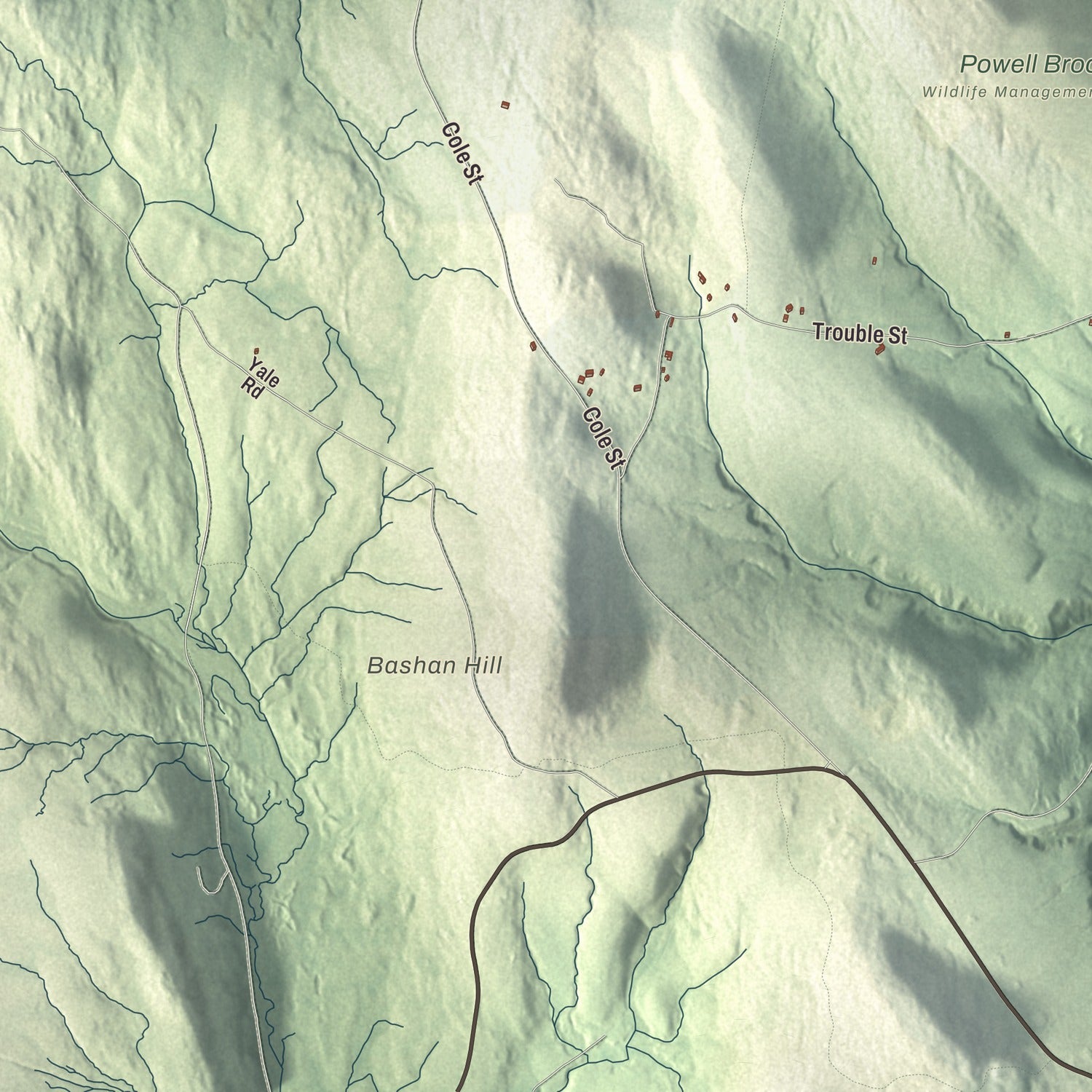 Terrain and local geography detail from the Cummington, Massachusetts map