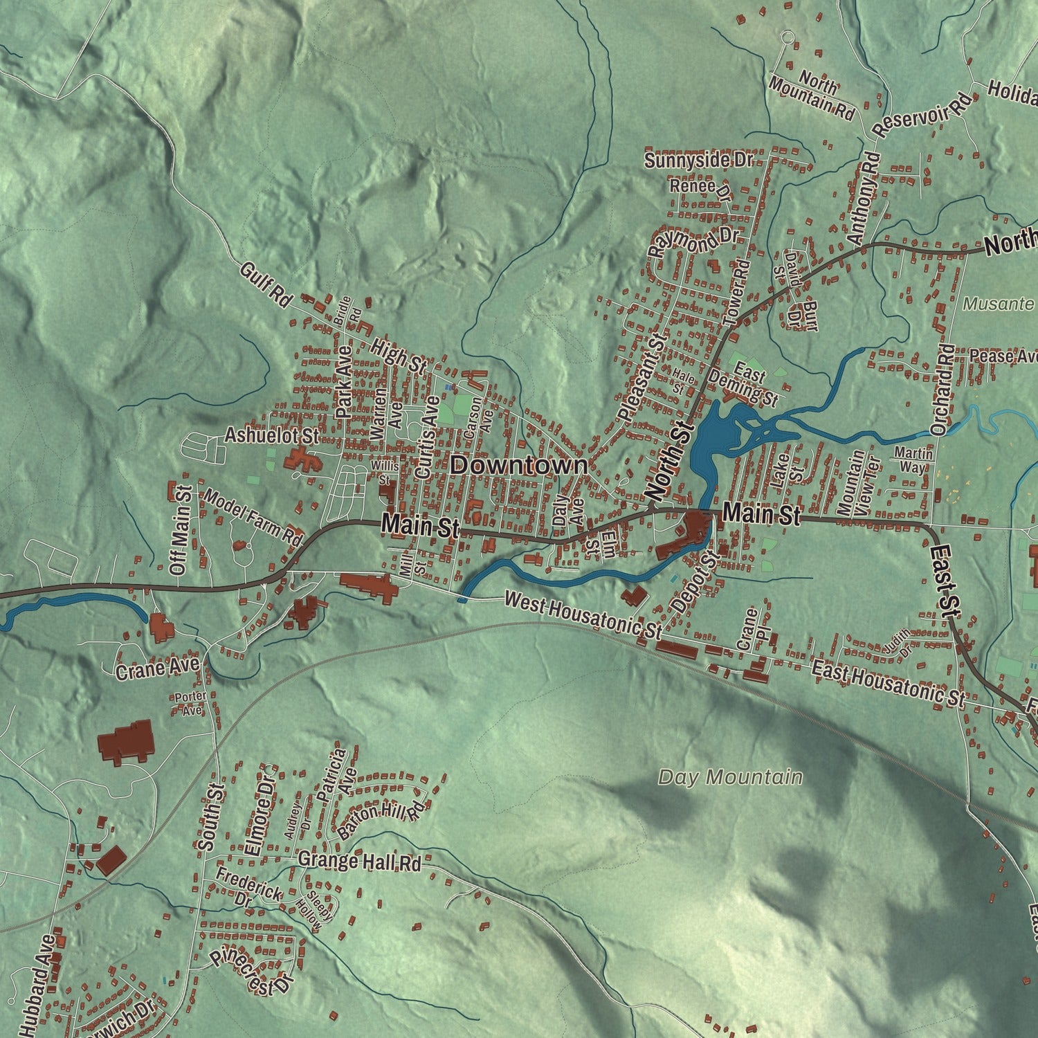 Street and neighborhood detail from the Dalton, Massachusetts map