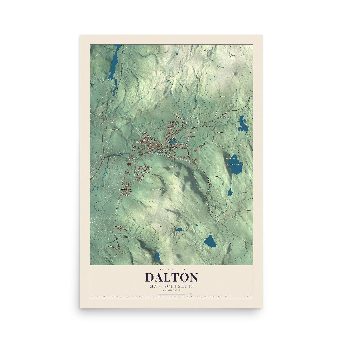 Map of Dalton, Massachusetts, 12 x 18 inch unframed archival matte print