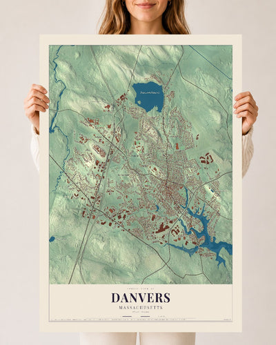 Danvers, Massachusetts map print - 24 x 36 archival matte print