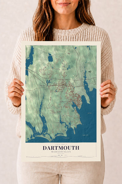 Dartmouth, Massachusetts map print - 12 x 18 archival matte print