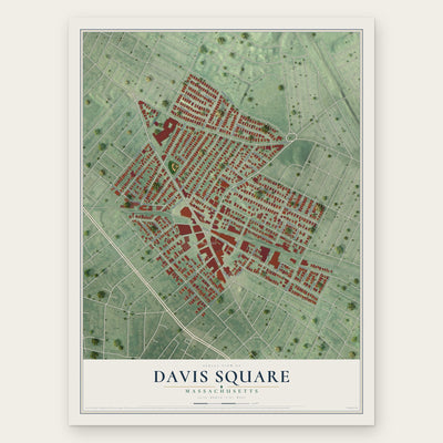 Davis Square, Massachusetts map print, the full design