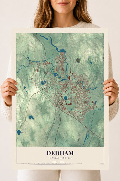 Dedham, Massachusetts map print - 18 x 24 archival matte print