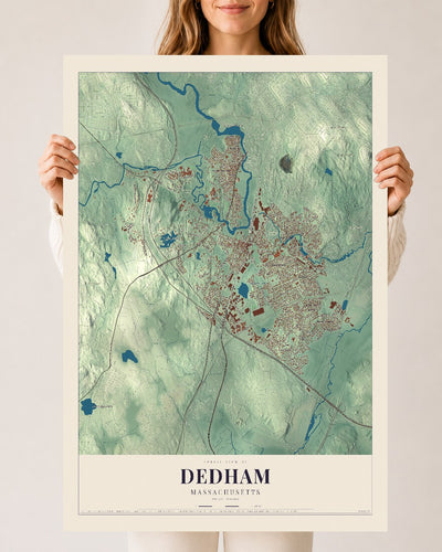 Dedham, Massachusetts map print - 24 x 36 archival matte print