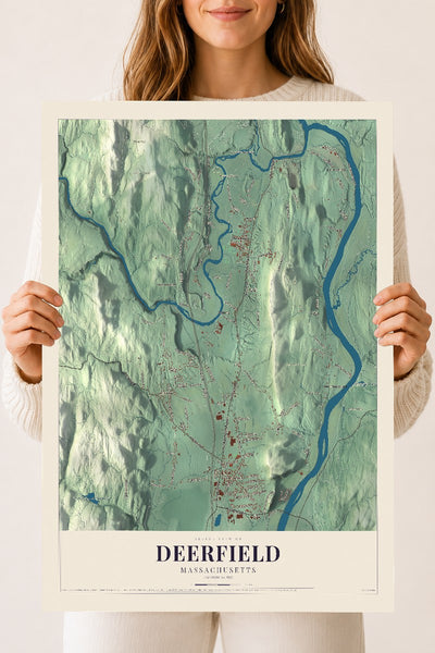 Deerfield, Massachusetts map print - 18 x 24 archival matte print