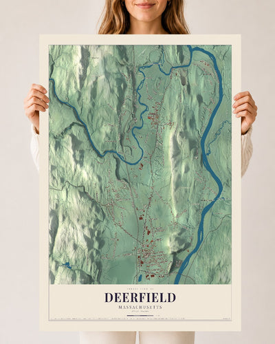 Deerfield, Massachusetts map print - 24 x 36 archival matte print