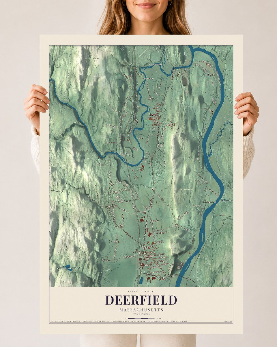 Deerfield, Massachusetts map print - 24 x 36 archival matte print