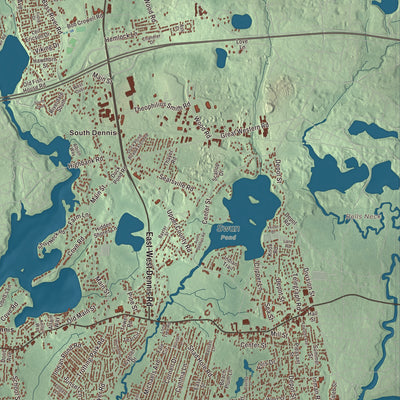 Terrain and local geography detail from the Dennis, Massachusetts map