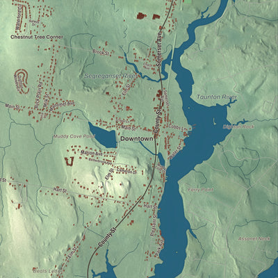 Street and neighborhood detail from the Dighton, Massachusetts map