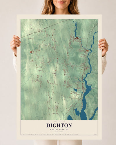 Dighton, Massachusetts map print - 24 x 36 archival matte print