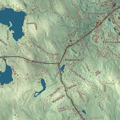 Street and neighborhood detail from the Douglas, Massachusetts map