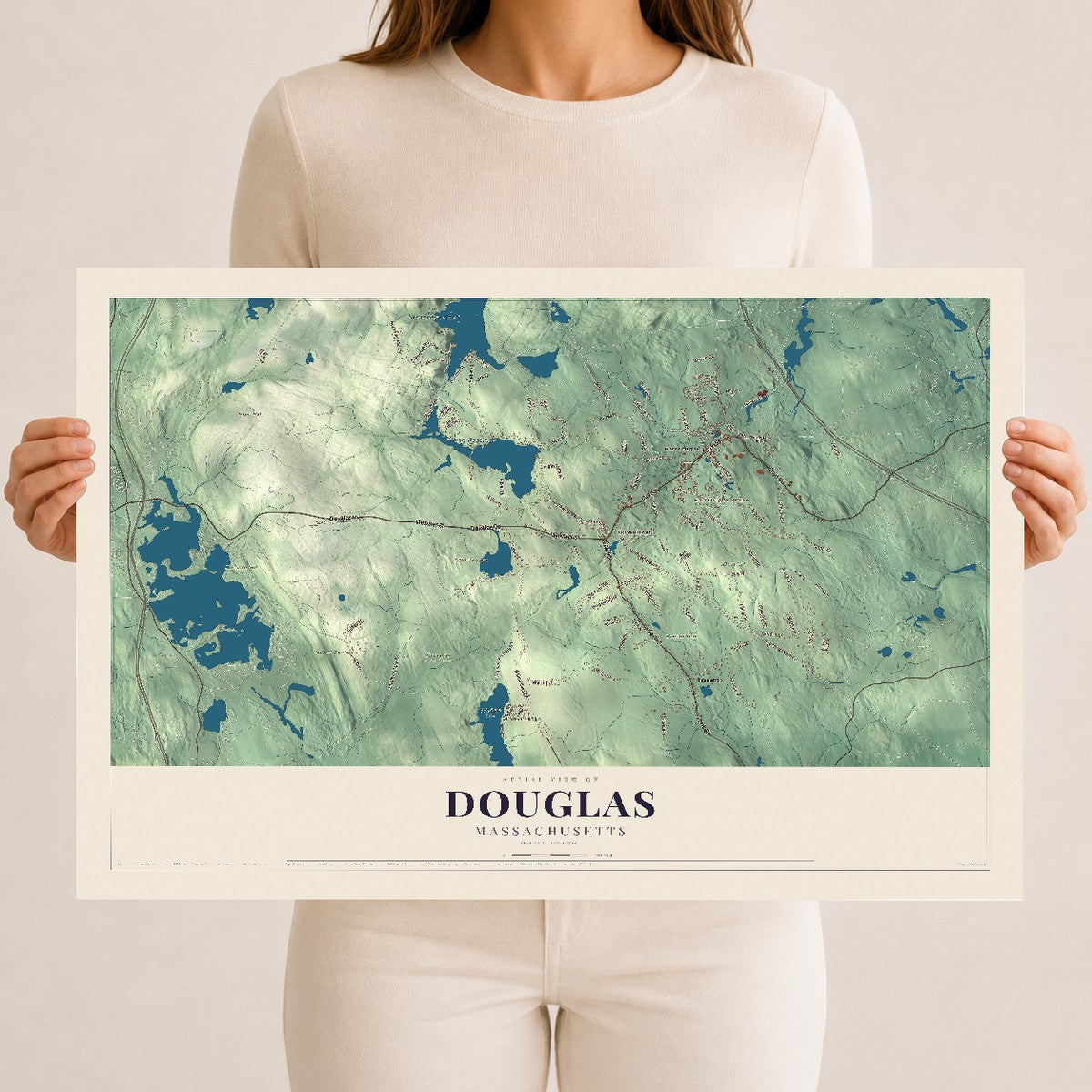 Douglas, Massachusetts map print - 12 x 18 archival matte print