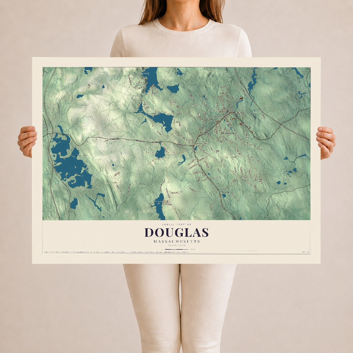 Douglas, Massachusetts map print - 24 x 36 archival matte print