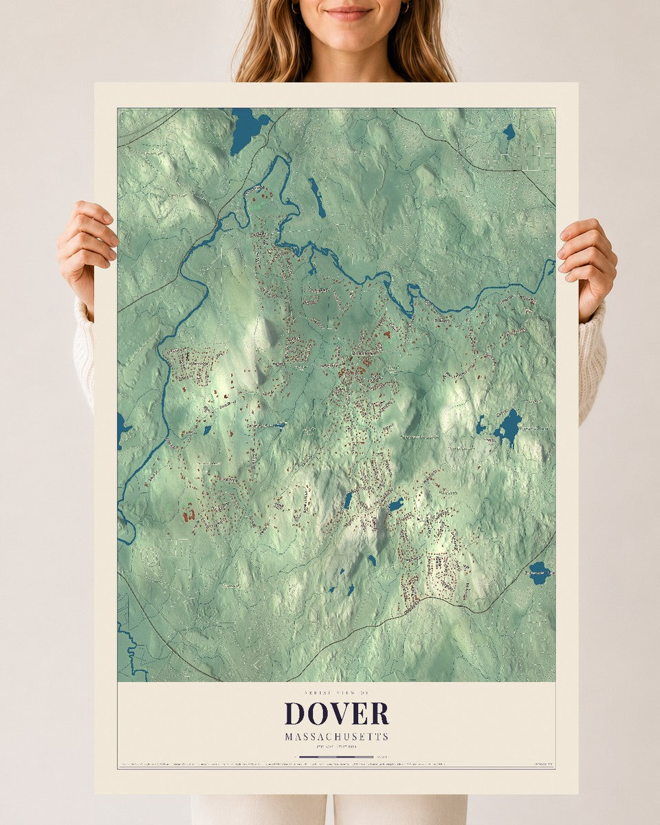 Dover, Massachusetts map print - 24 x 36 archival matte print
