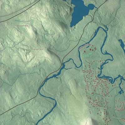 Terrain and local geography detail from the Dover, Massachusetts map