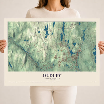 Dudley, Massachusetts map print - 18 x 24 archival matte print