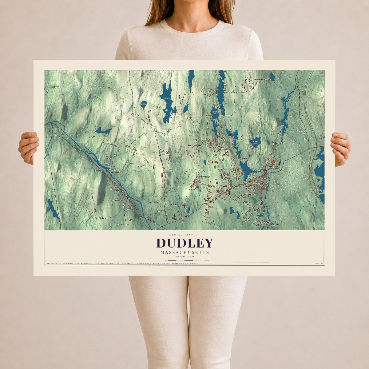 Dudley, Massachusetts map print - 24 x 36 archival matte print