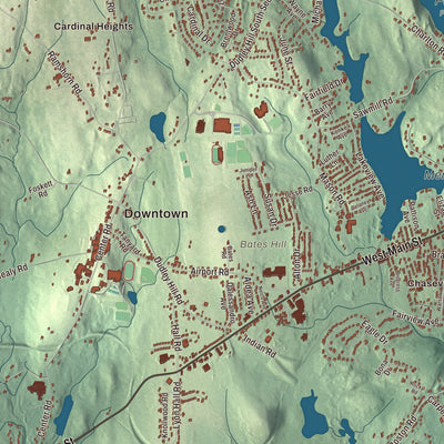 Terrain and local geography detail from the Dudley, Massachusetts map
