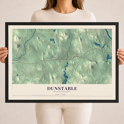 Dunstable, Massachusetts map print - 18 x 24 black Ayous wood frame
