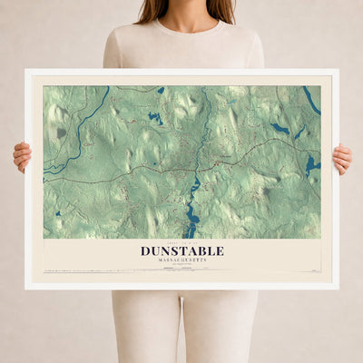 Dunstable, Massachusetts map print - 24 x 36 white Ayous wood frame