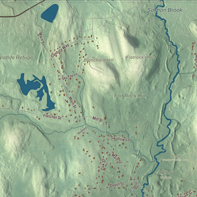 Terrain and local geography detail from the Dunstable, Massachusetts map