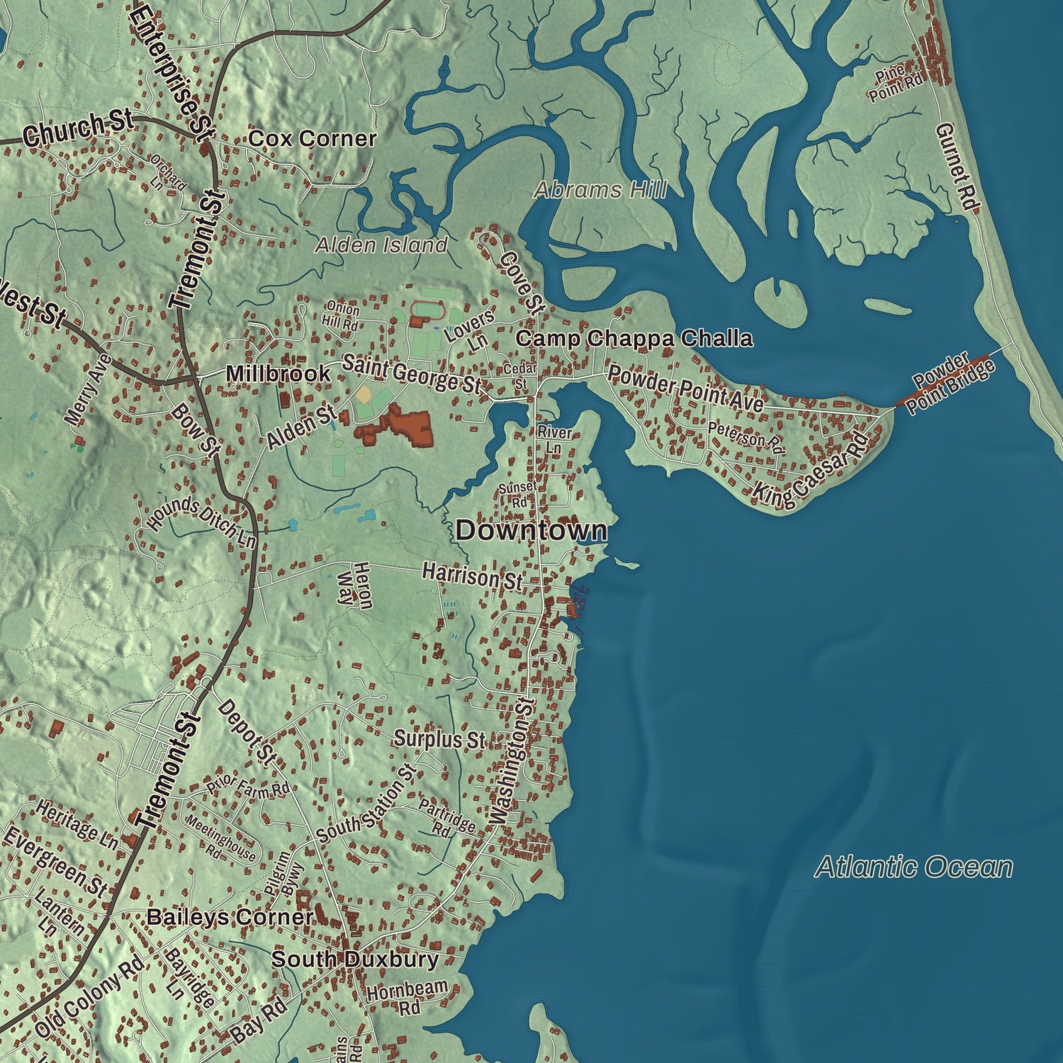 Street and neighborhood detail from the Duxbury, Massachusetts map