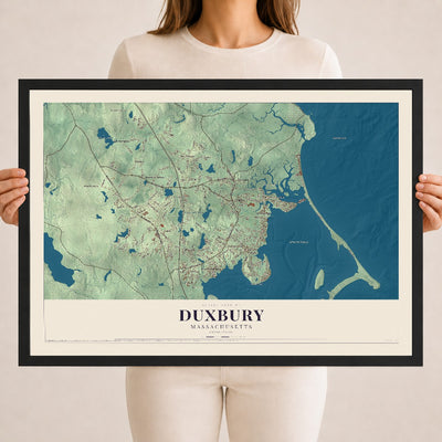 Duxbury, Massachusetts map print - 18 x 24 black Ayous wood frame