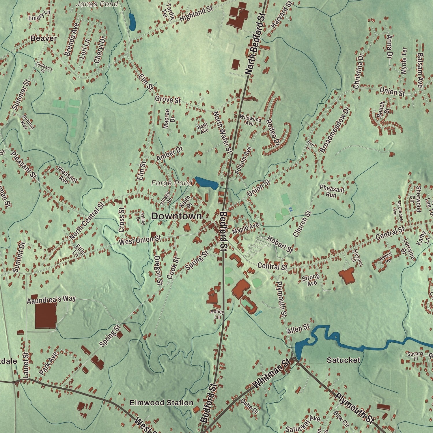 Street and neighborhood detail from the East Bridgewater, Massachusetts map