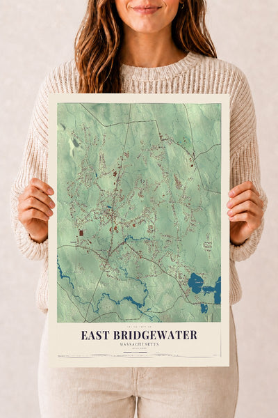 East Bridgewater, Massachusetts map print - 12 x 18 archival matte print