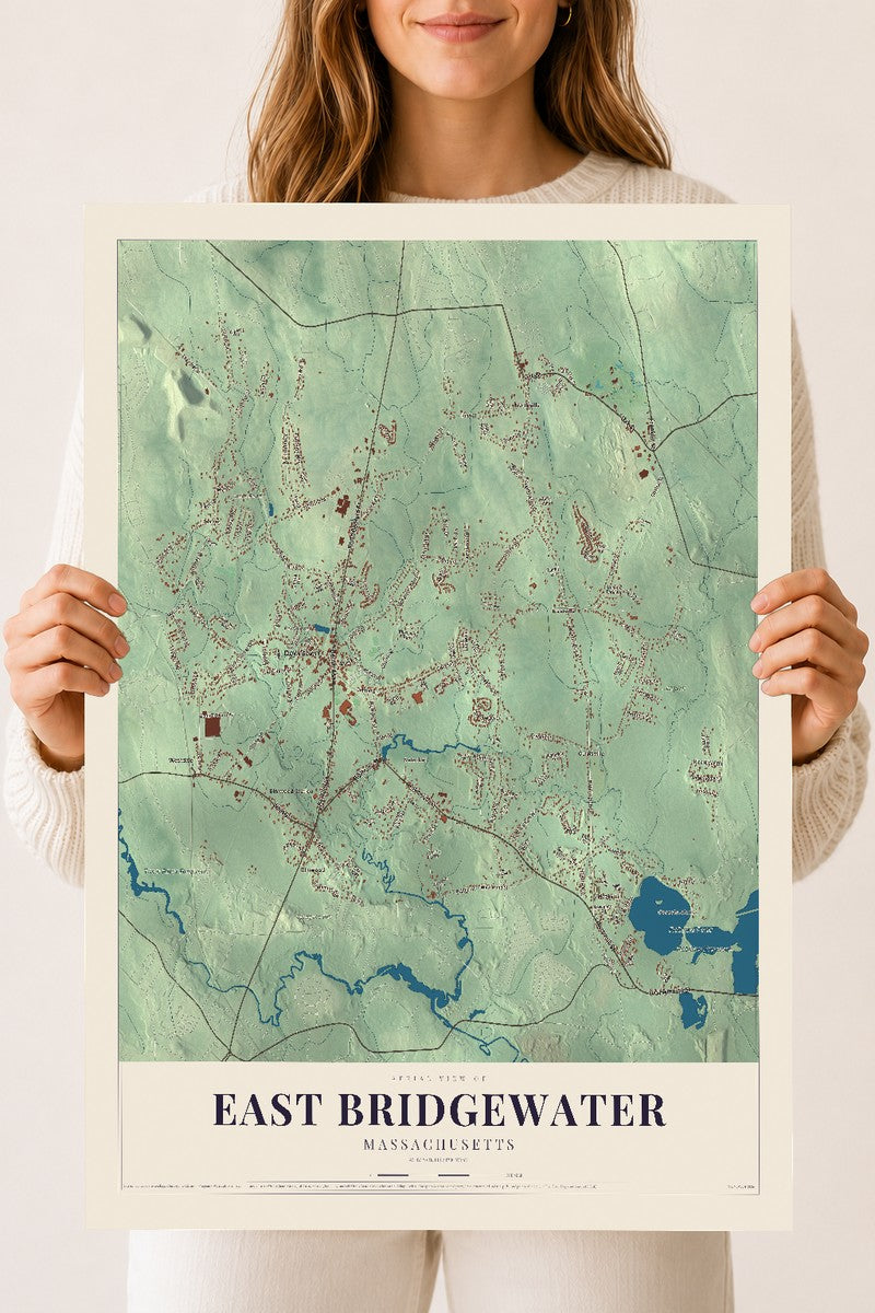 East Bridgewater, Massachusetts map print - 18 x 24 archival matte print