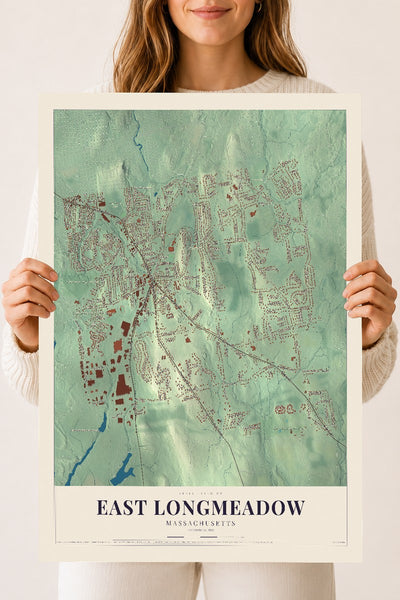 East Longmeadow, Massachusetts map print - 18 x 24 archival matte print