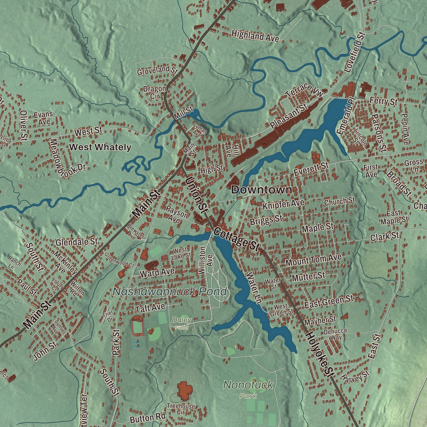Street and neighborhood detail from the Easthampton, Massachusetts map