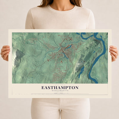Easthampton, Massachusetts map print - 12 x 18 archival matte print