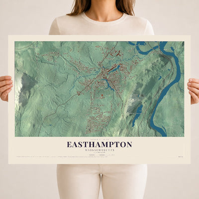 Easthampton, Massachusetts map print - 18 x 24 archival matte print