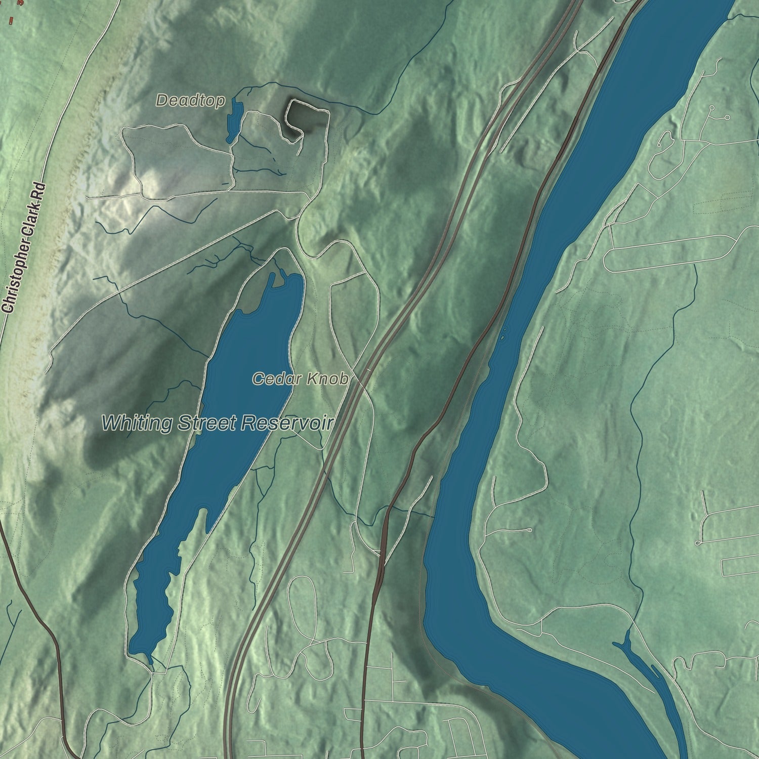 Terrain and local geography detail from the Easthampton, Massachusetts map