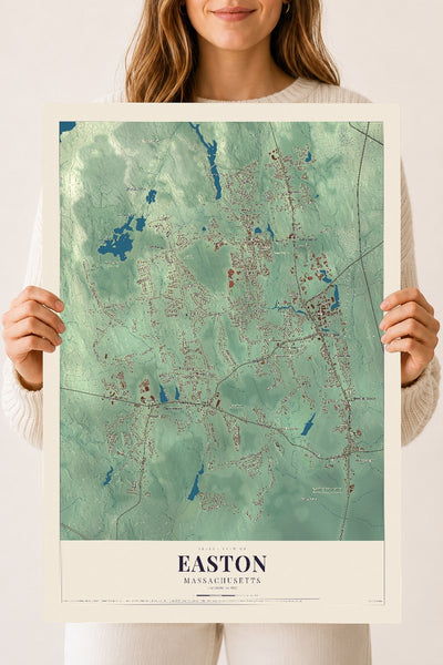 Easton, Massachusetts map print - 18 x 24 archival matte print