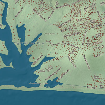 Terrain and local geography detail from the Edgartown, Massachusetts map