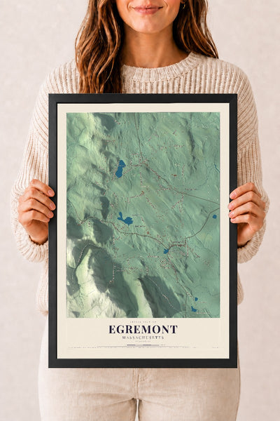 Egremont, Massachusetts map print - 12 x 18 black Ayous wood frame